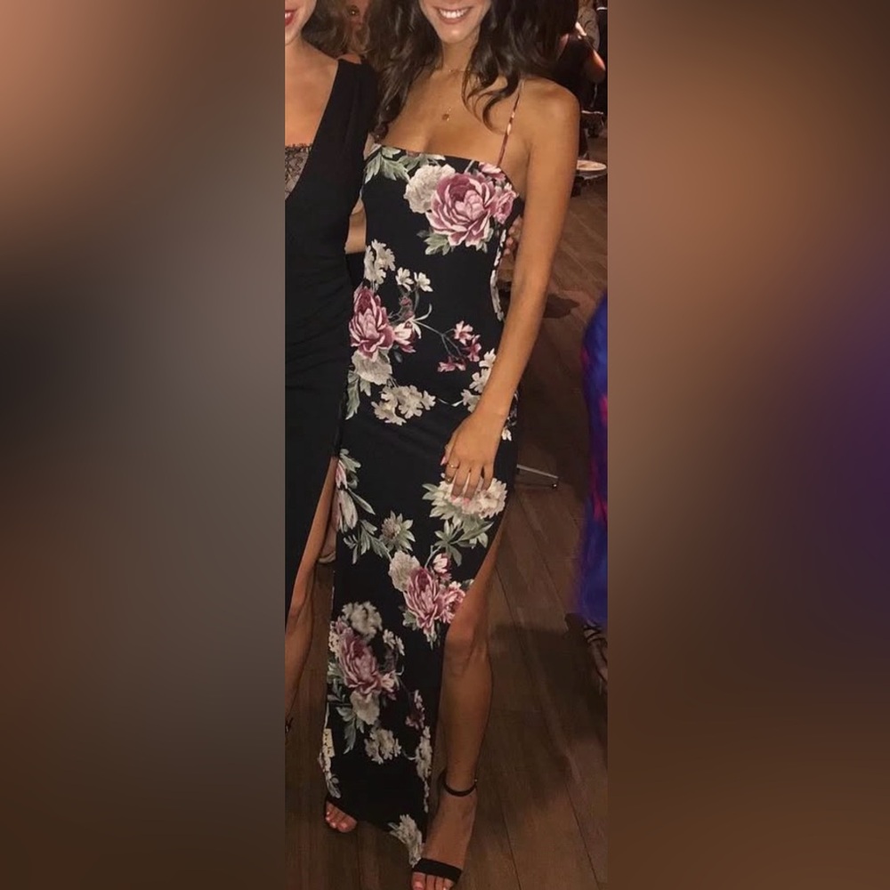 Windsor Black Floral Asymmetrical Dress